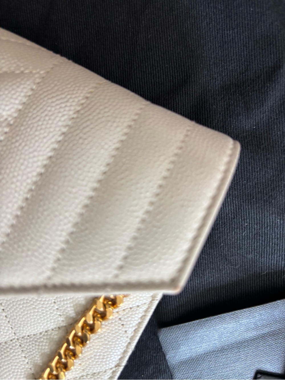 Saint Laurent Cream Quilted Leather Envelope Chain Crossbody Clutch/WOC - Picture 8 of 9